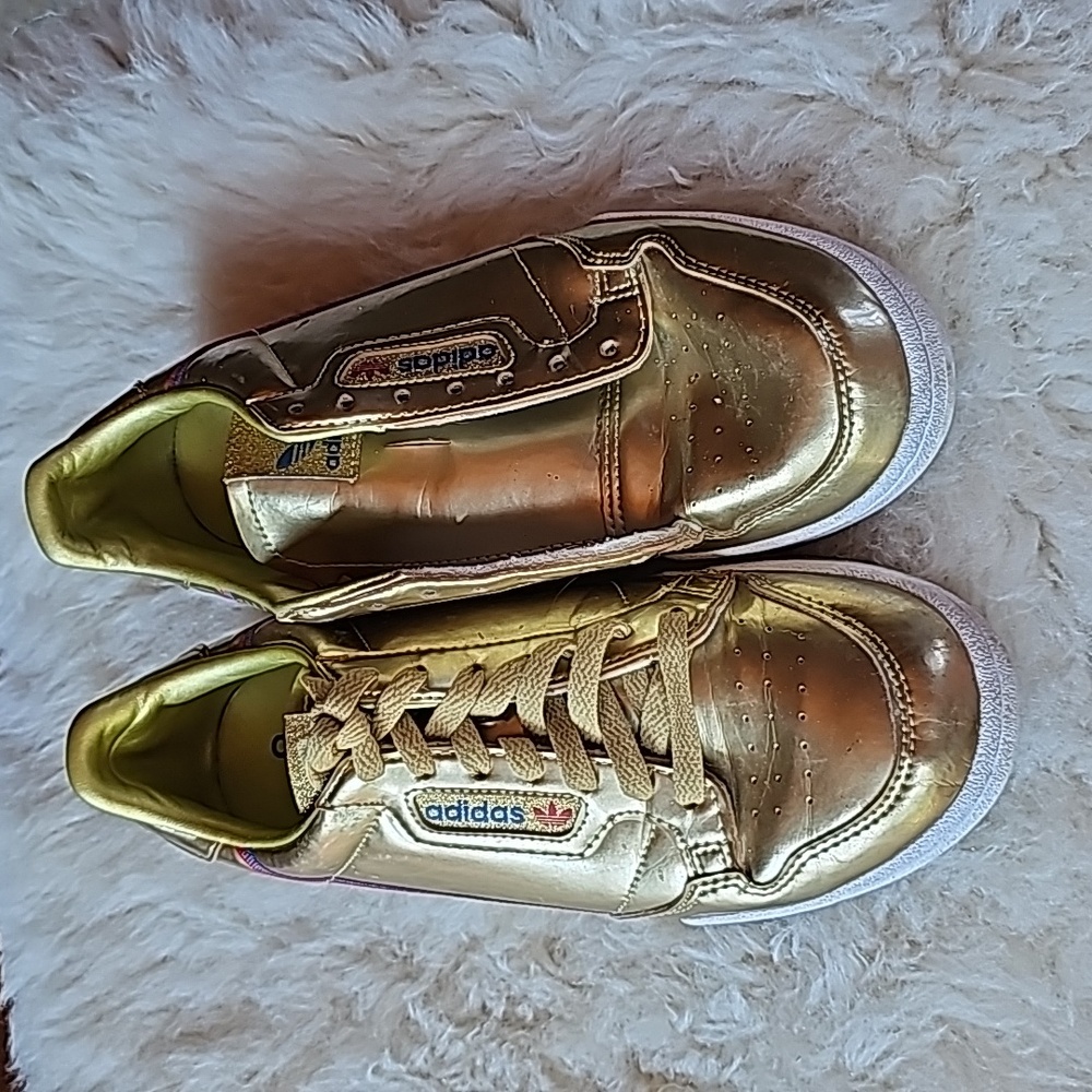 Adidas gold metallic Continental 80 sneakers men's 7.5